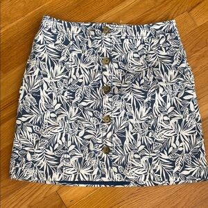 LOFT Blue and White A-line Mini Skirt Resort Wear